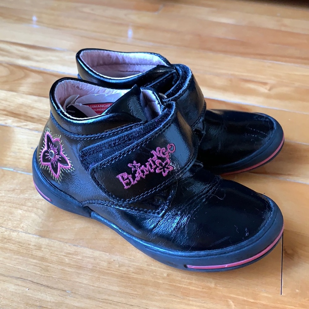 Black Leather Shoes for Girls size 11